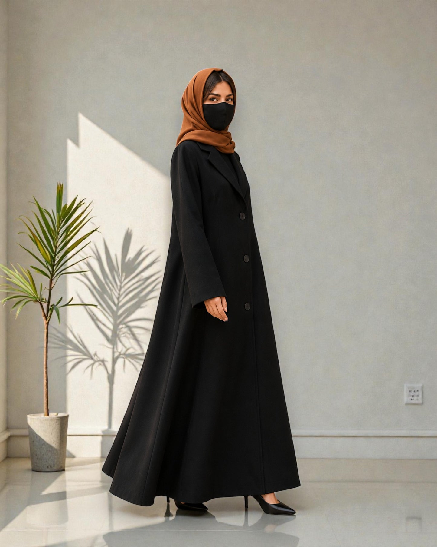 Coat Abaya With Lapel Collar
