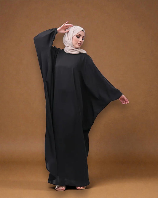 "Free Size Kaftan Abaya - Firdaus Fabric - Elasticated Sleeves