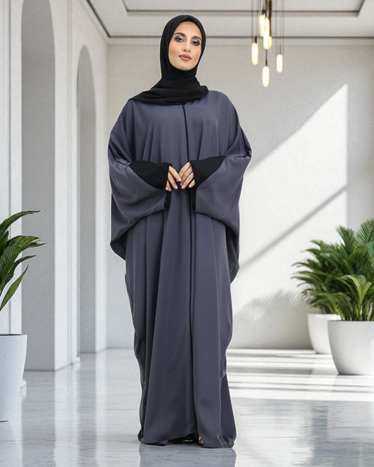 Free Size Kaftan Abaya in Premium Tiktok Fabric - Closed Abaya - Piping Design - Contrast Piping - Designer Sleeves - Complementary Hijab