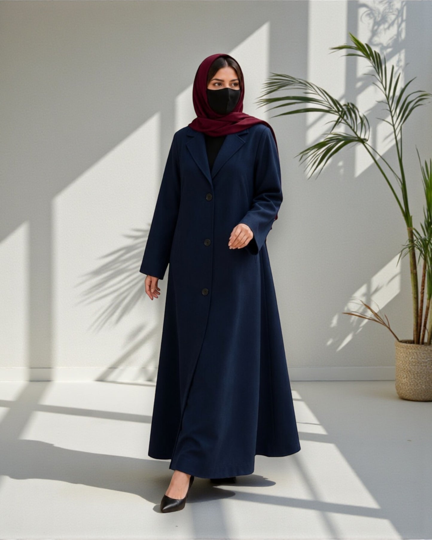 Coat Abaya With Lapel Collar