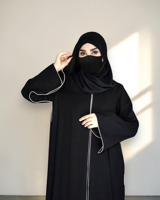 Abaya With Contrast Piping