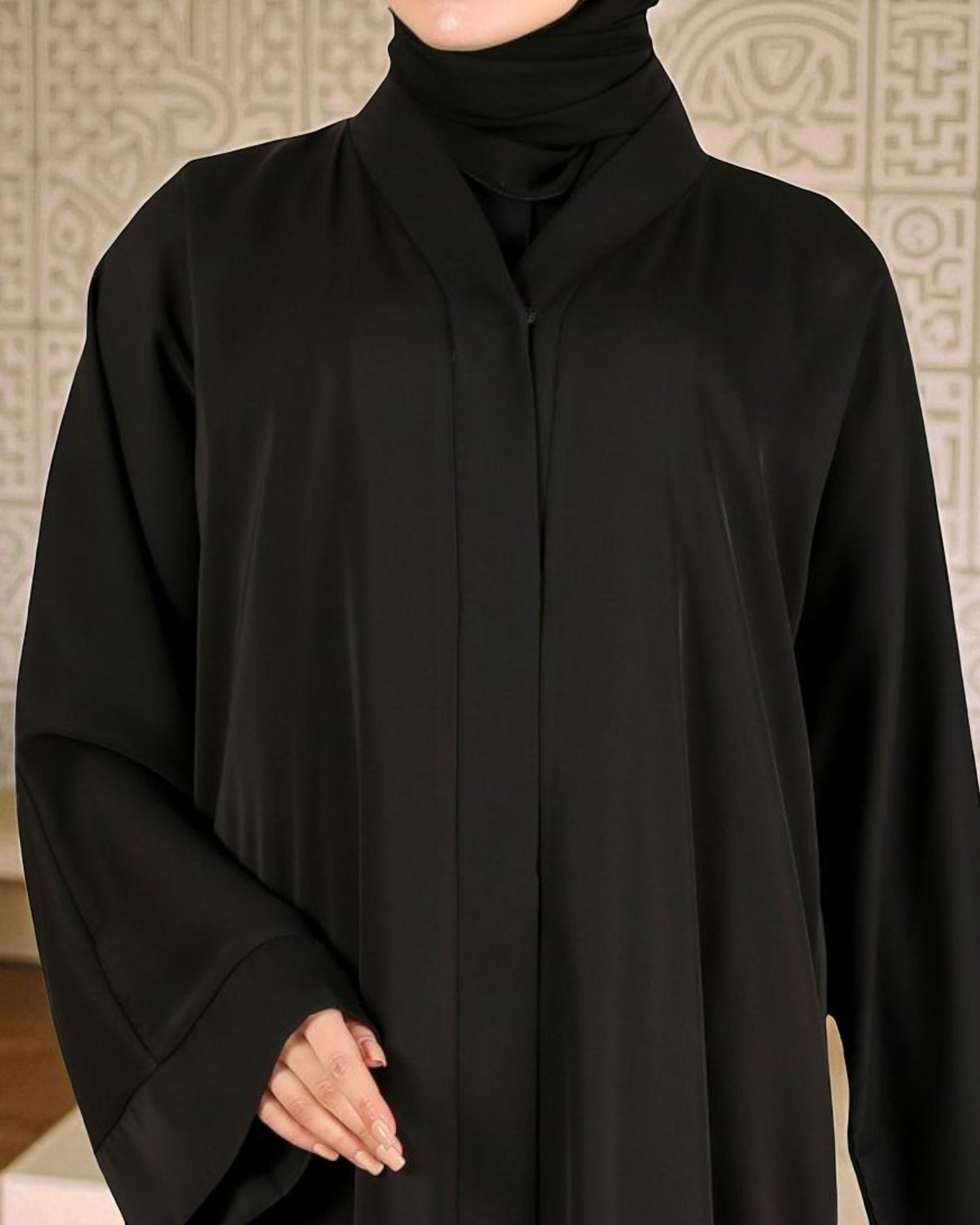 Front Open Nida Satin Abaya Set