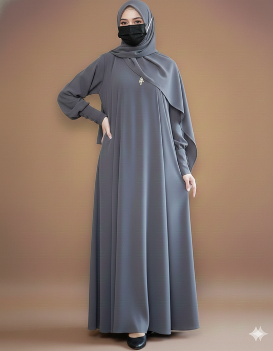 Umbrella Flare Firdaus Fabric Abaya with Cuff Sleeves