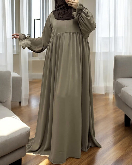 Loose Fit Firdaus Fabric Abaya with Bell Sleeves