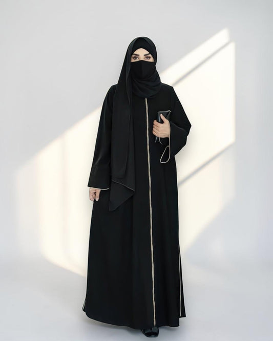 Abaya With Contrast Piping