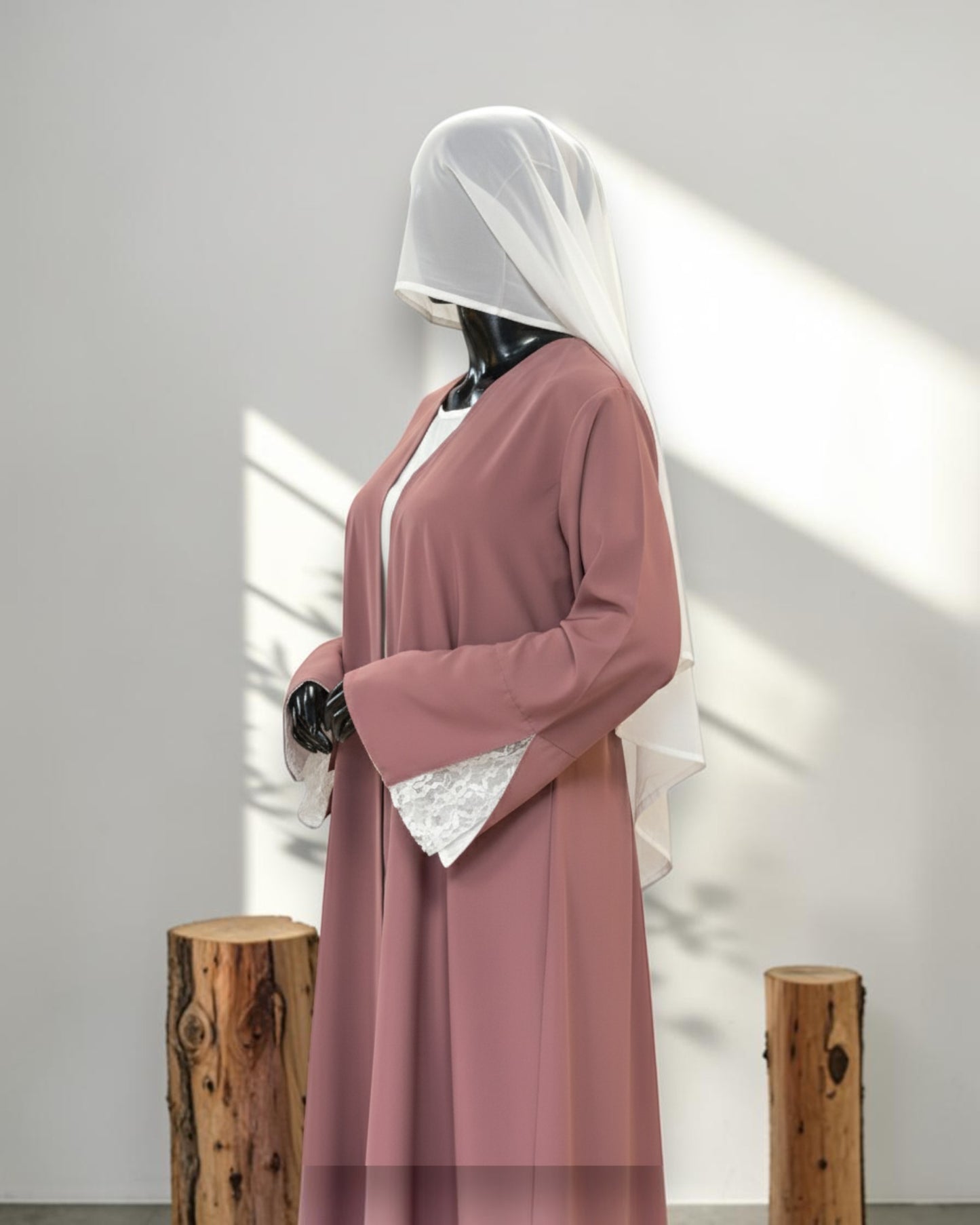 Abaya With Attached Shrug And White Hijab