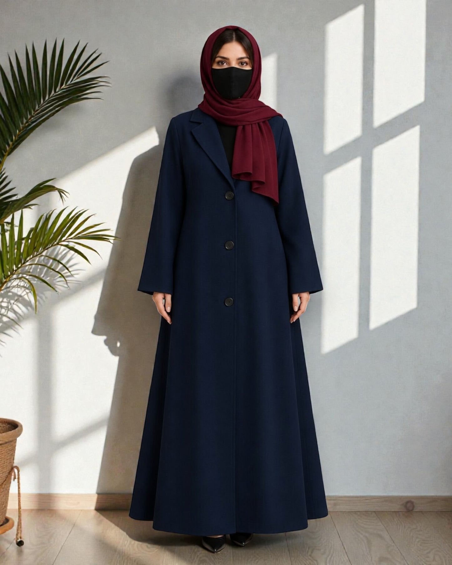 Coat Abaya With Lapel Collar