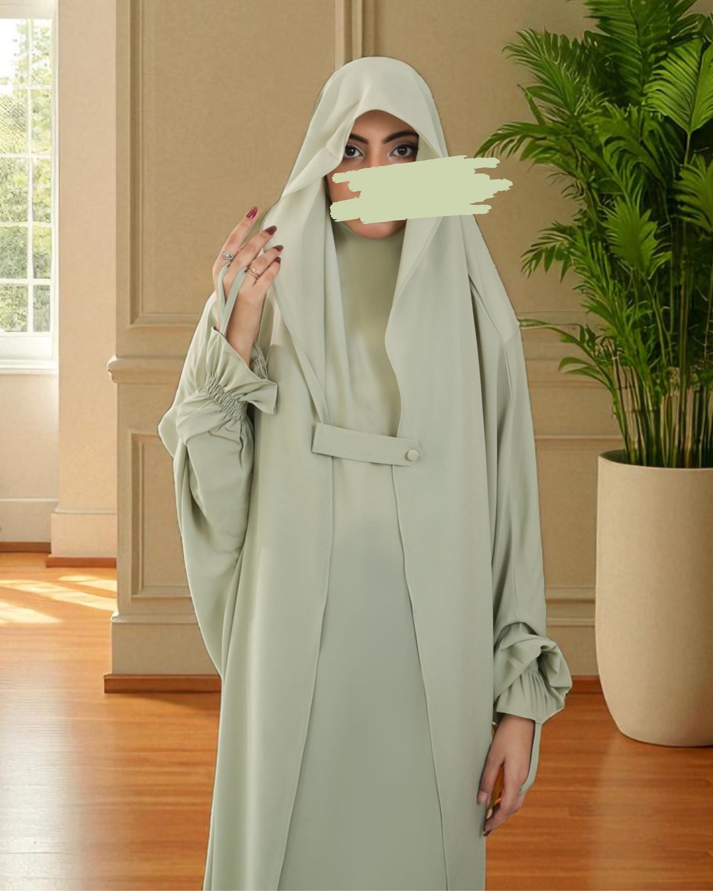 Full-Length Saudi Jilbab in Firdaus Fabric with Extra Pardah Layer, Elastic Sleeves & Loose Fit