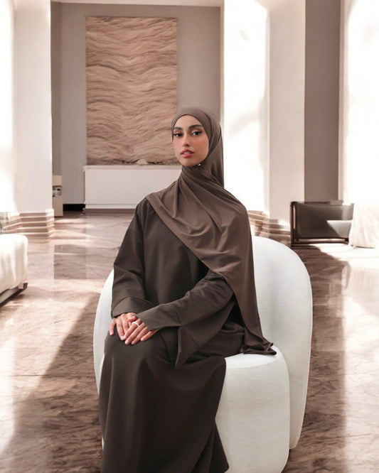 Simple A-Line Abaya with Flared Sleeves in Premium CEY Crush Fabric