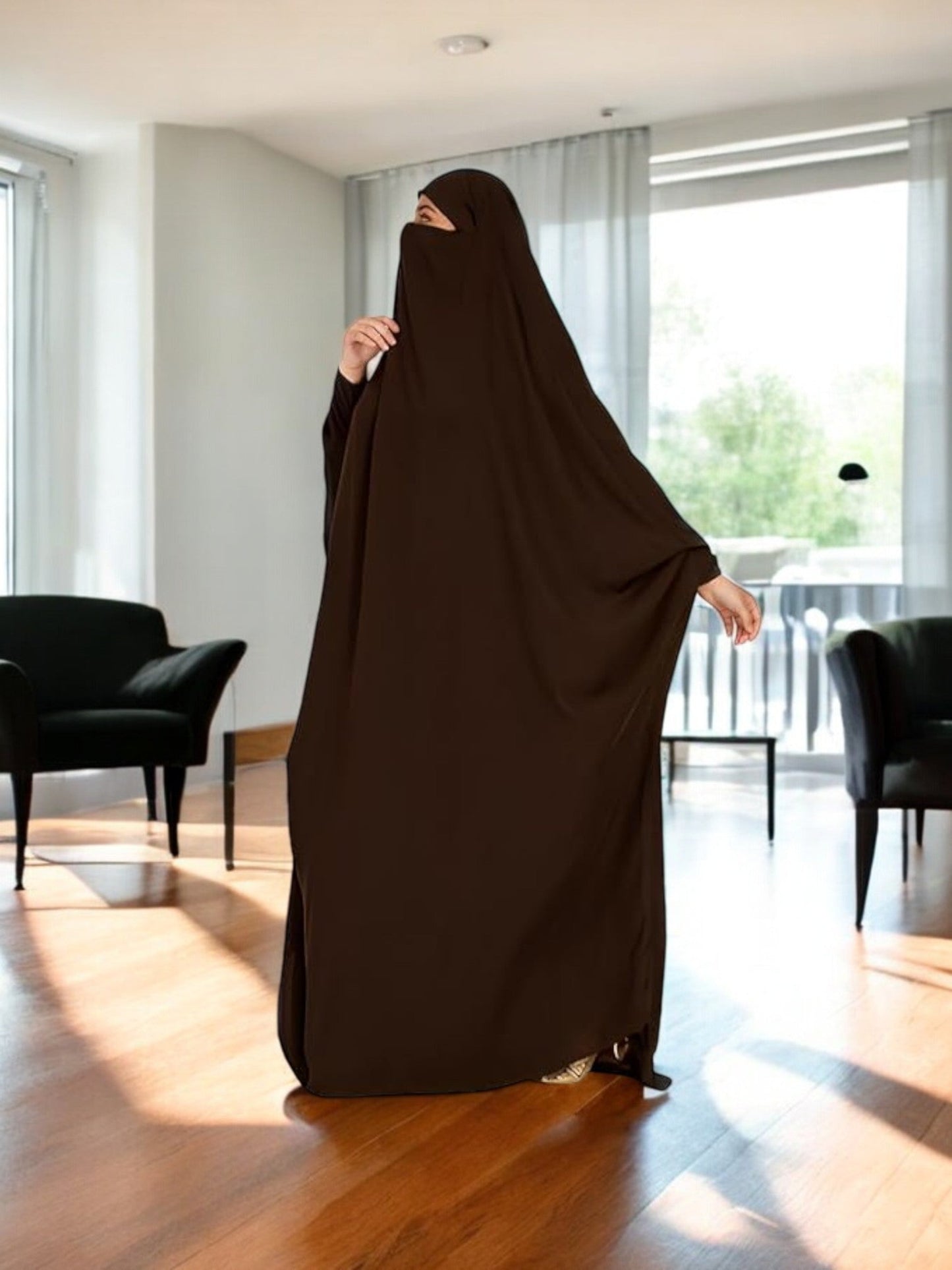 One Piece Jilbab With Adjustable Nose Piece