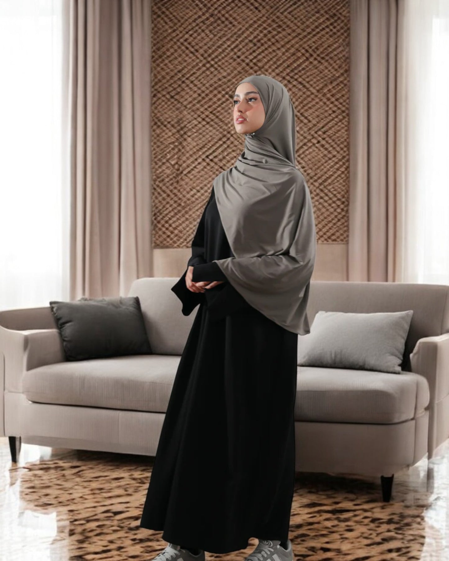 Simple A-Line Abaya with Flared Sleeves in Premium CEY Crush Fabric