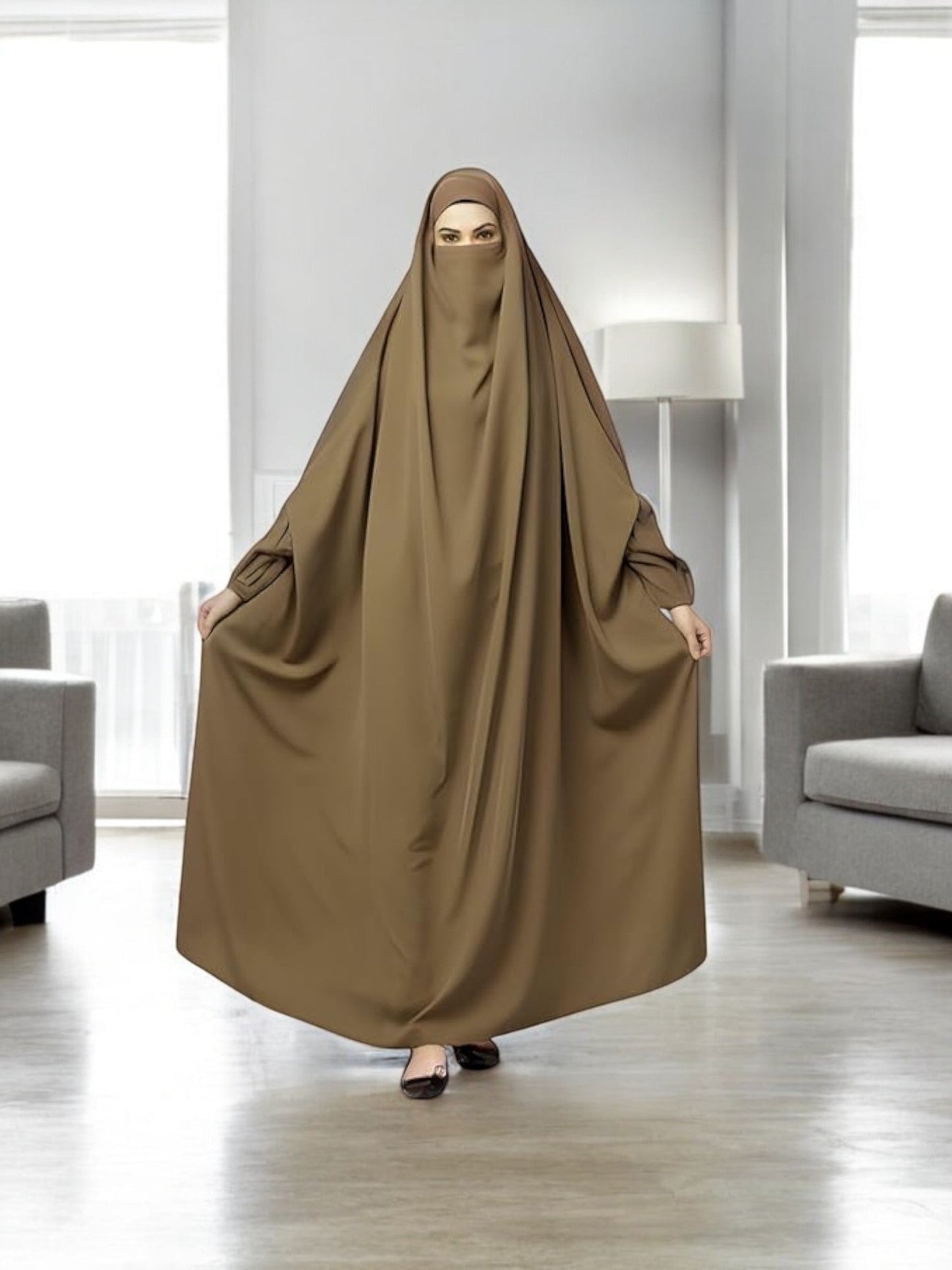 One Piece Jilbab With Adjustable Nose Piece