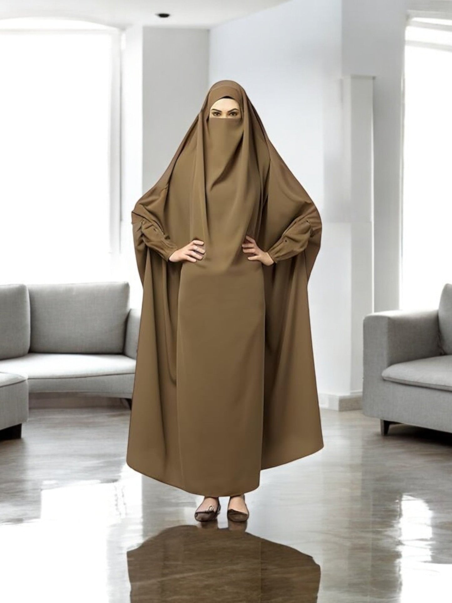 One Piece Jilbab With Adjustable Nose Piece