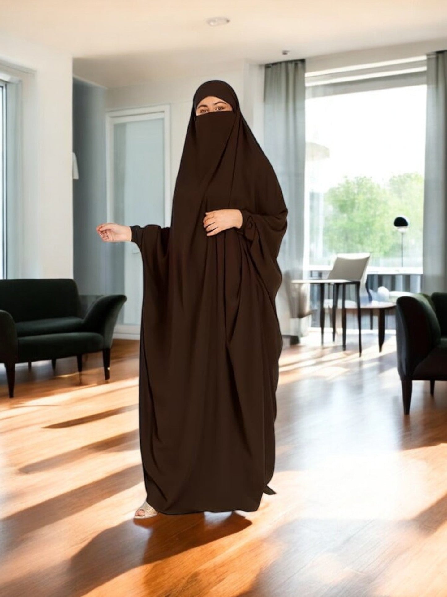One Piece Jilbab With Adjustable Nose Piece