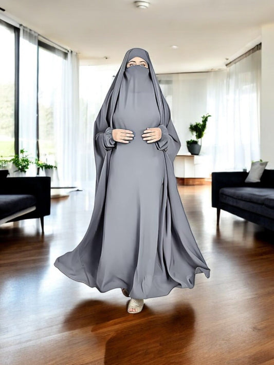 One Piece Jilbab With Adjustable Nose Piece