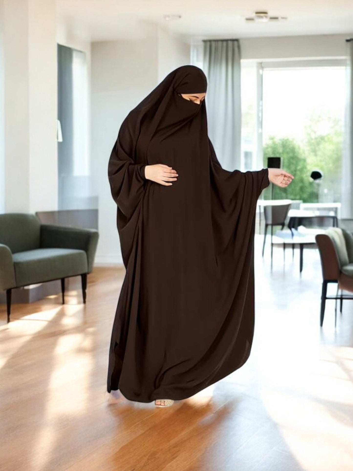 One Piece Jilbab With Adjustable Nose Piece