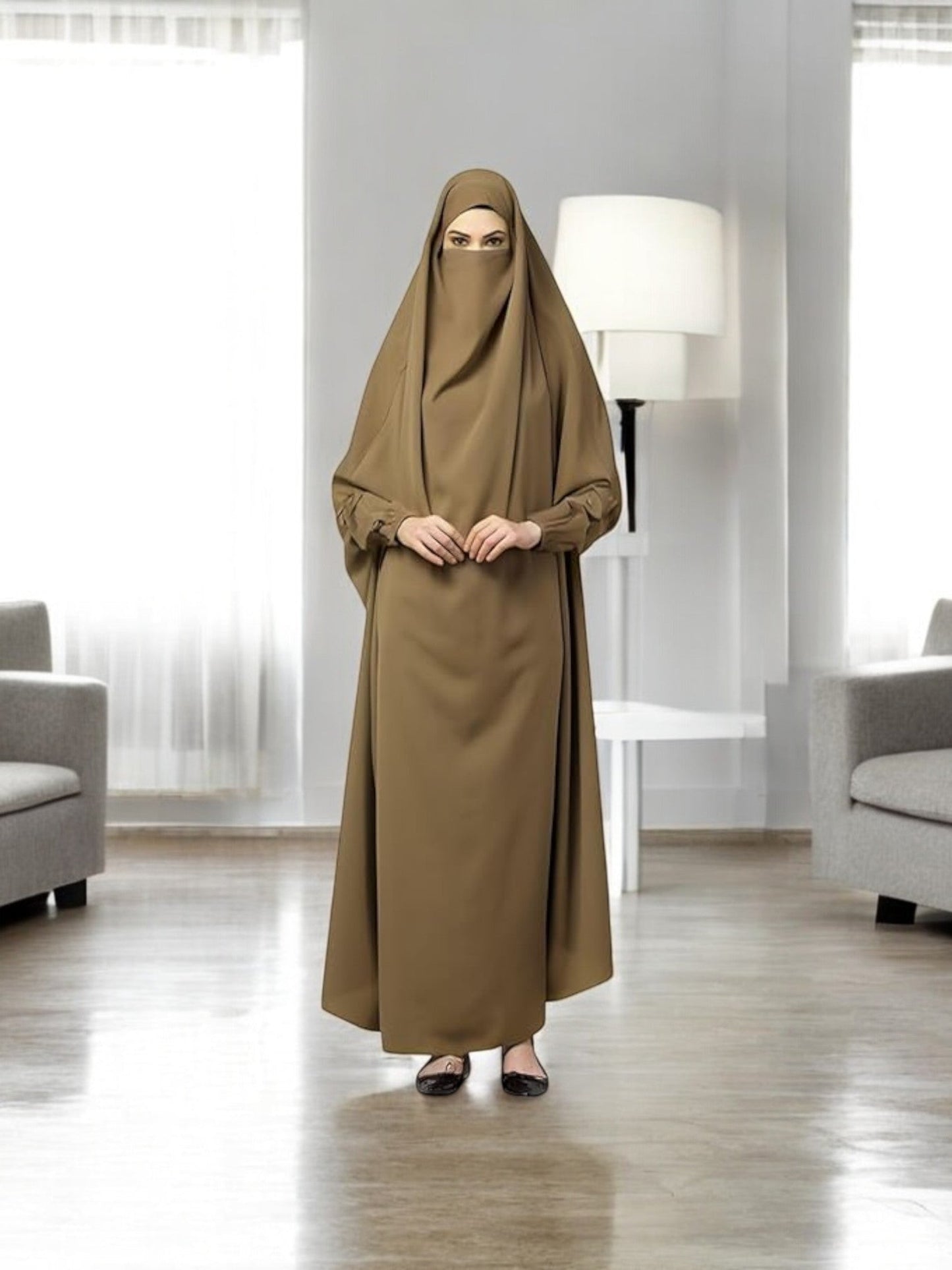 One Piece Jilbab With Adjustable Nose Piece
