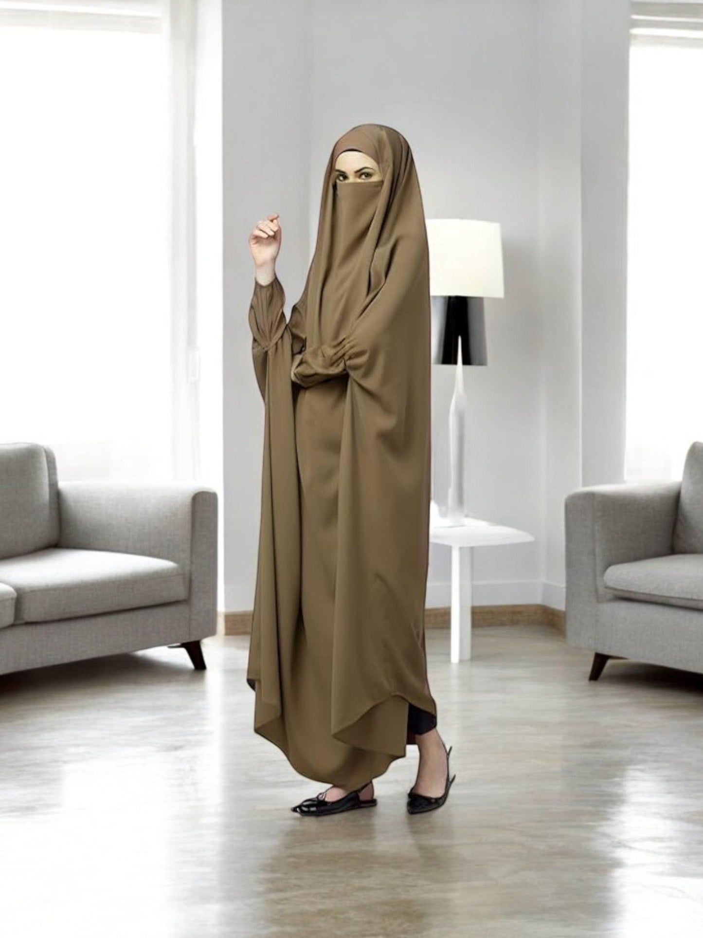 One Piece Jilbab With Adjustable Nose Piece