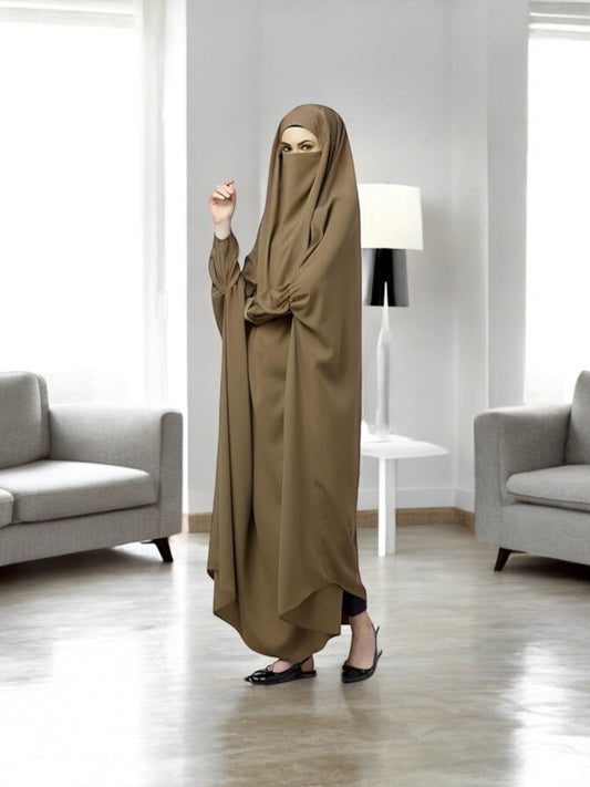One Piece Jilbab With Adjustable Nose Piece