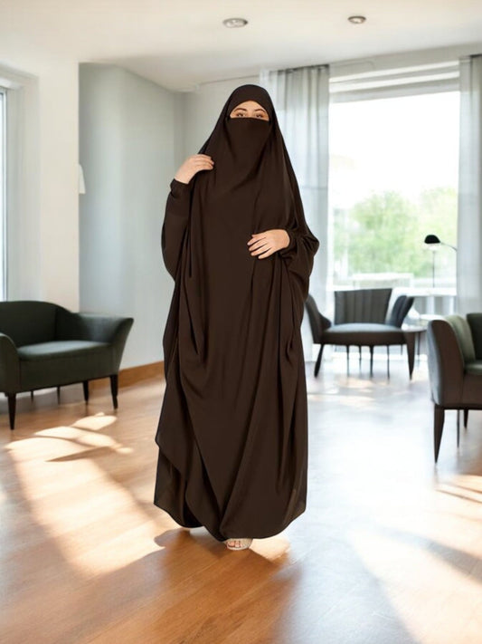 One Piece Jilbab With Adjustable Nose Piece