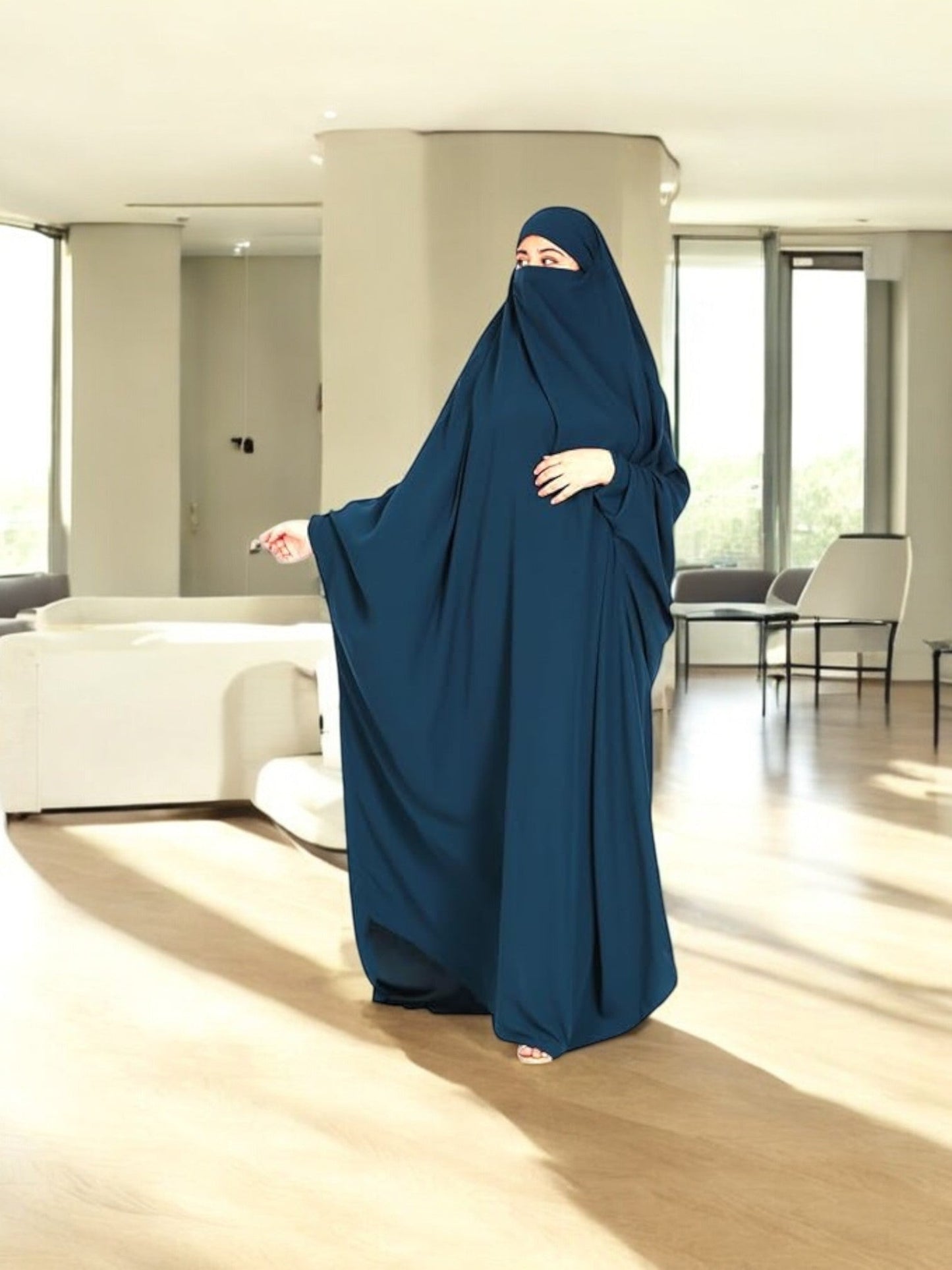One Piece Jilbab With Adjustable Nose Piece