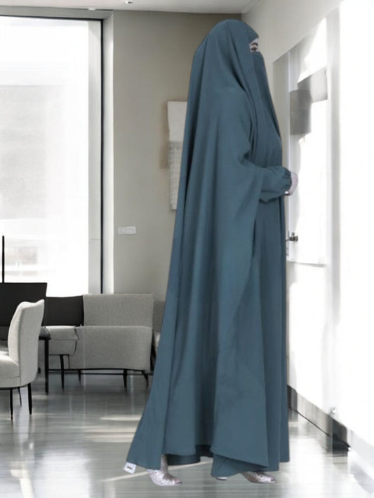 One Piece Jilbab With Adjustable Nose Piece