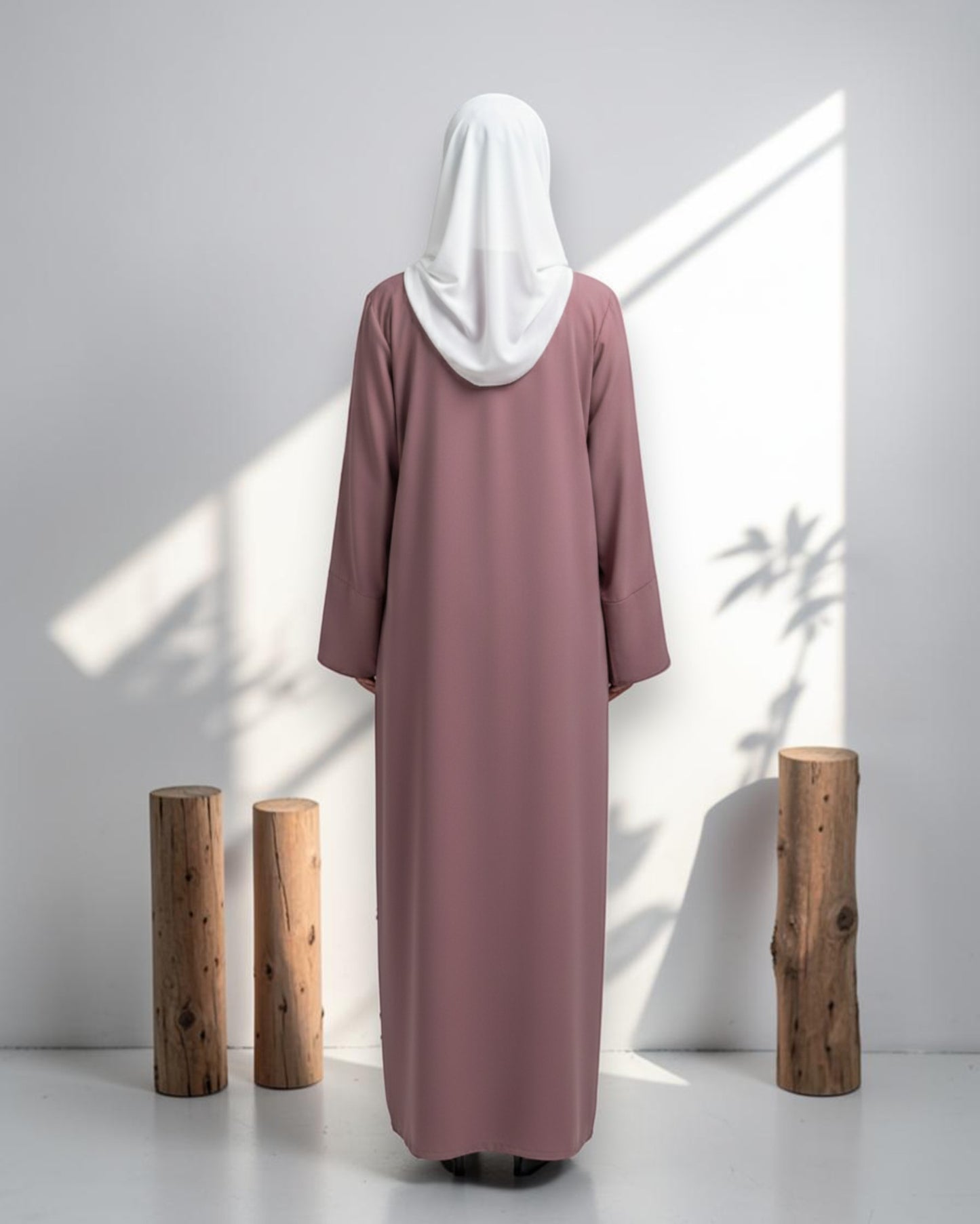 Abaya With Attached Shrug And White Hijab