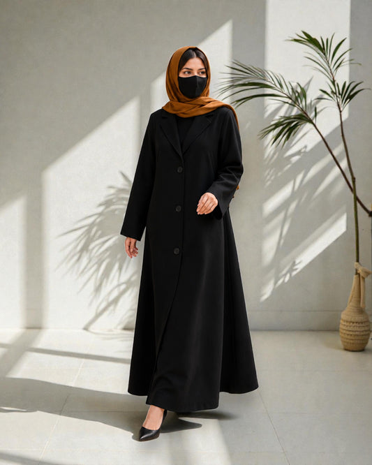 Coat Abaya With Lapel Collar