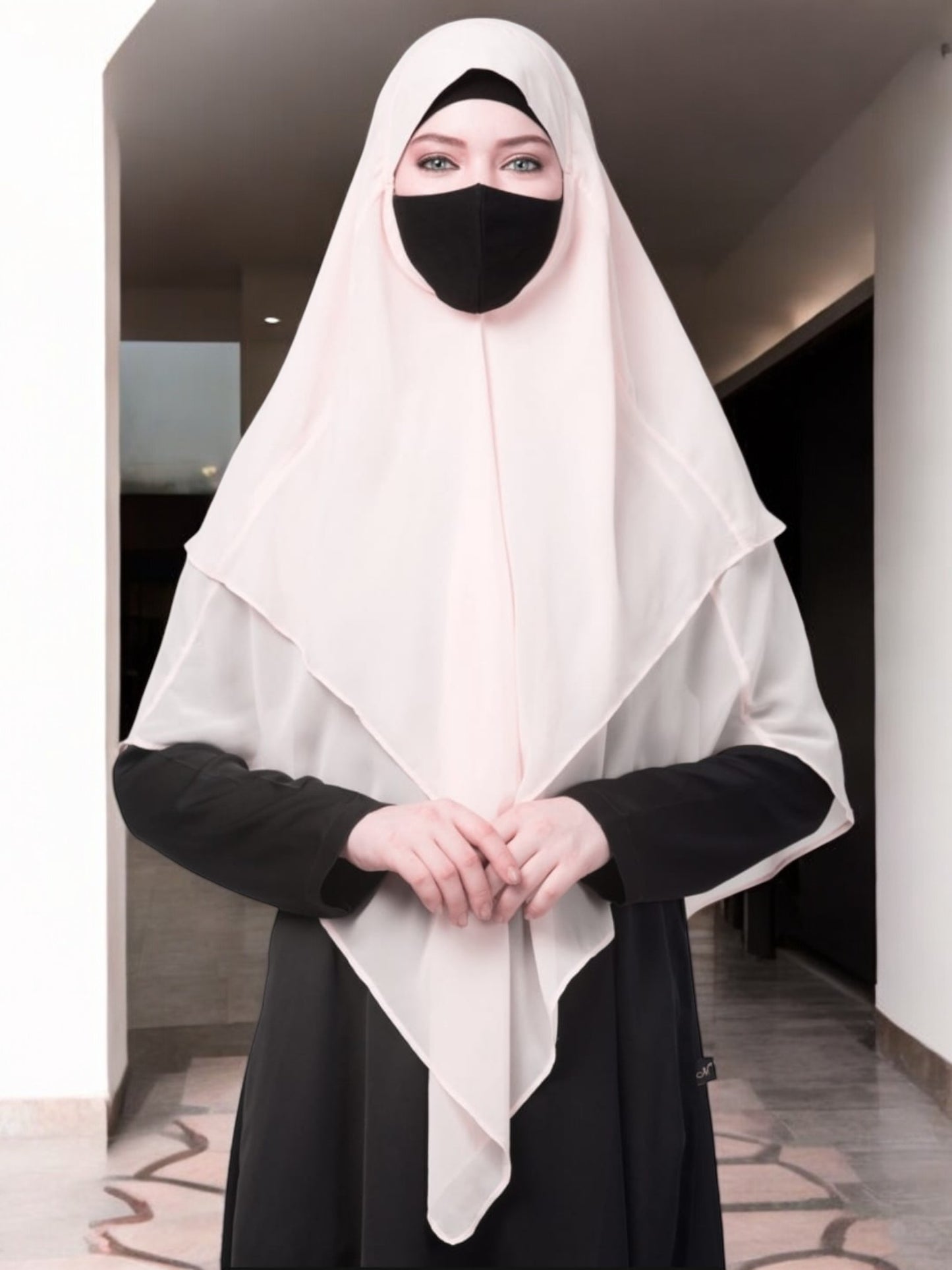 Multi Layered- Triangular Instant Hijab-Khimar In Premium Georgette Fabric