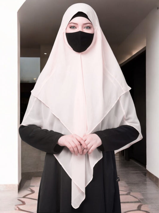 Multi Layered- Triangular Instant Hijab-Khimar In Premium Georgette Fabric