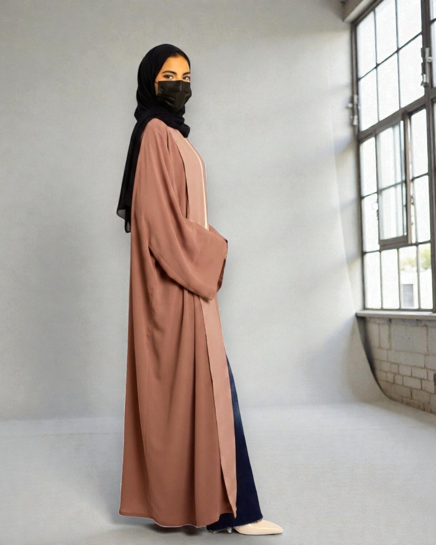 Shrug Abaya With Contrast Front Panels