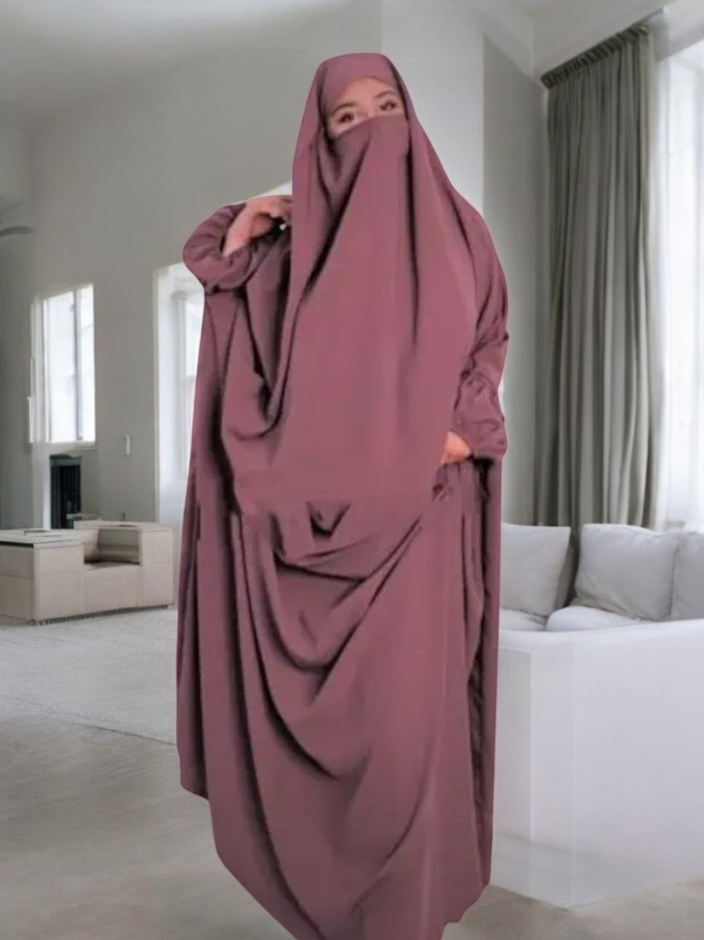 One Piece Jilbab With Adjustable Nose Piece