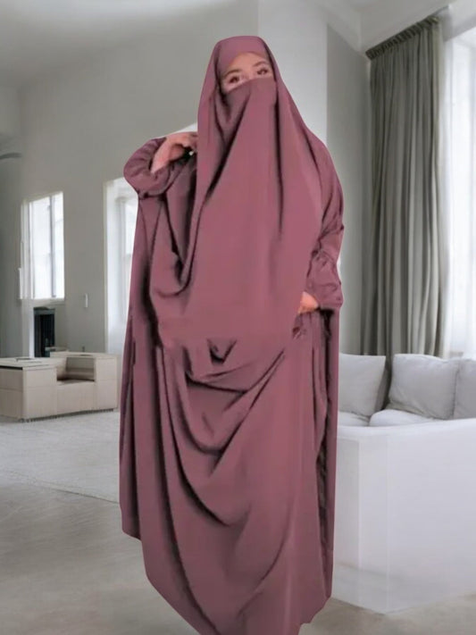 One Piece Jilbab With Adjustable Nose Piece