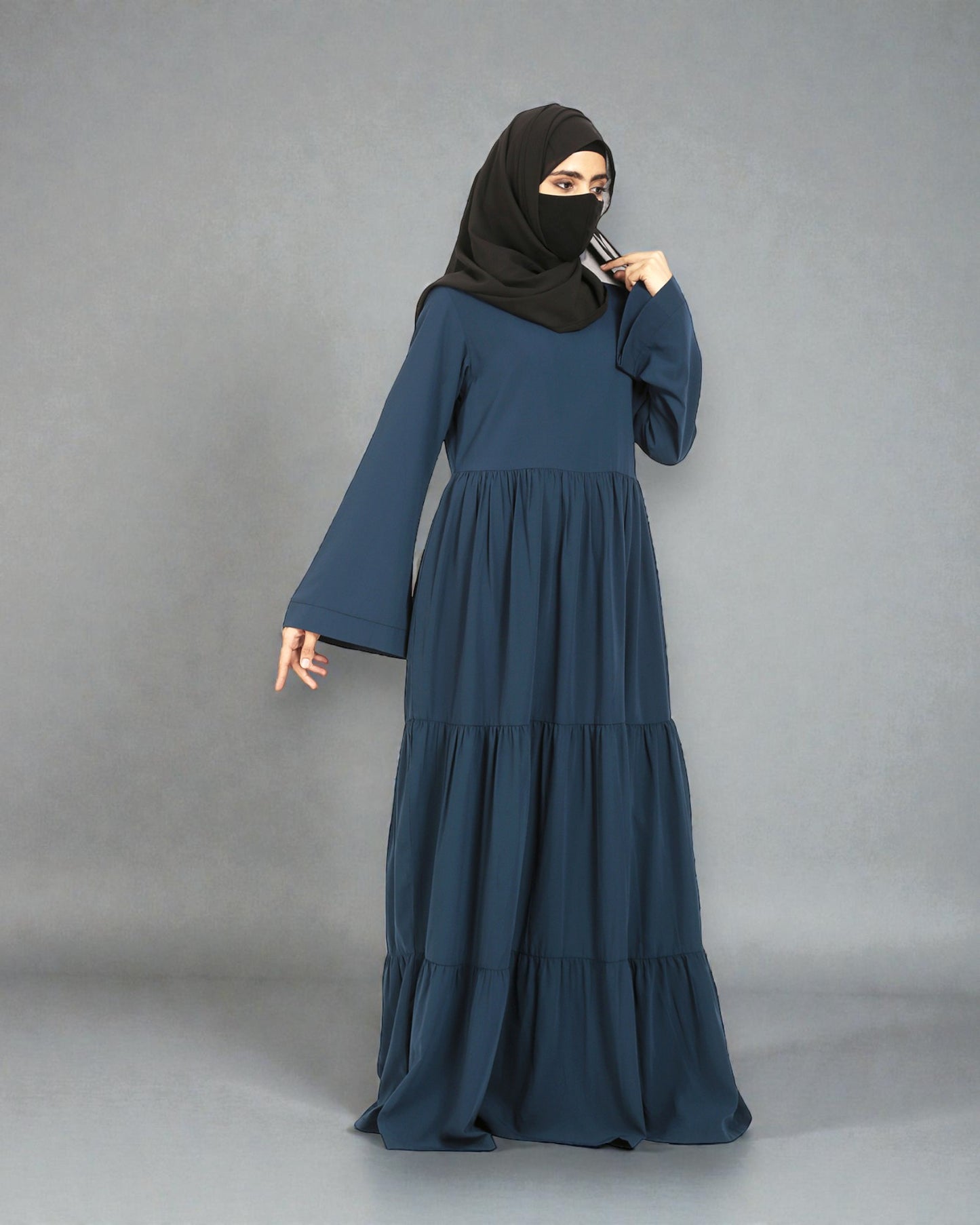 Musheco-Layered Abaya With Frills Like a Maxi Dress