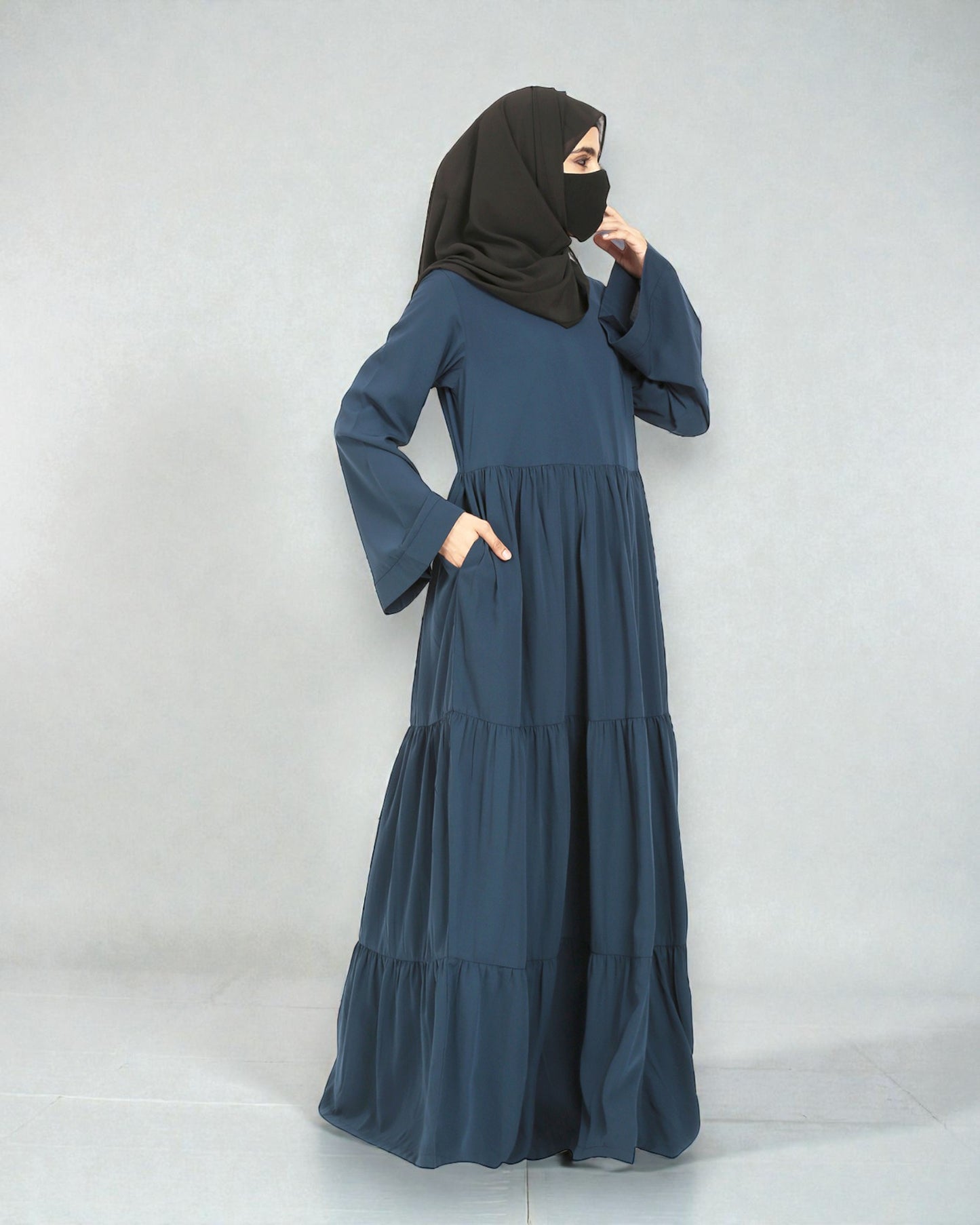 Musheco-Layered Abaya With Frills Like a Maxi Dress