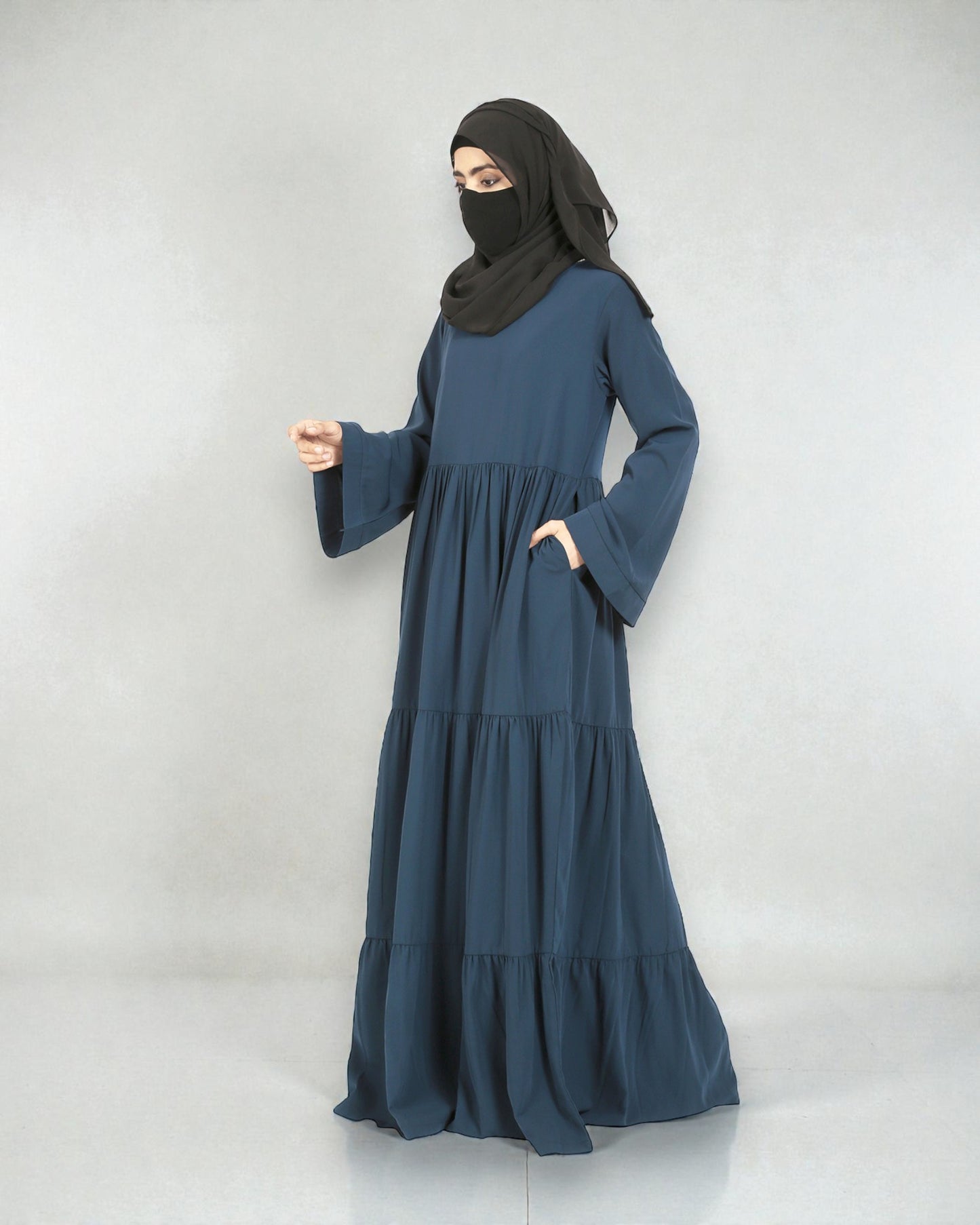 Musheco-Layered Abaya With Frills Like a Maxi Dress
