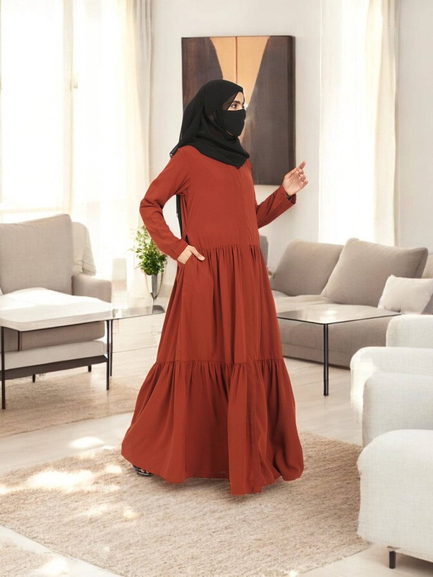 Front Open Gown In Abaya Fit.