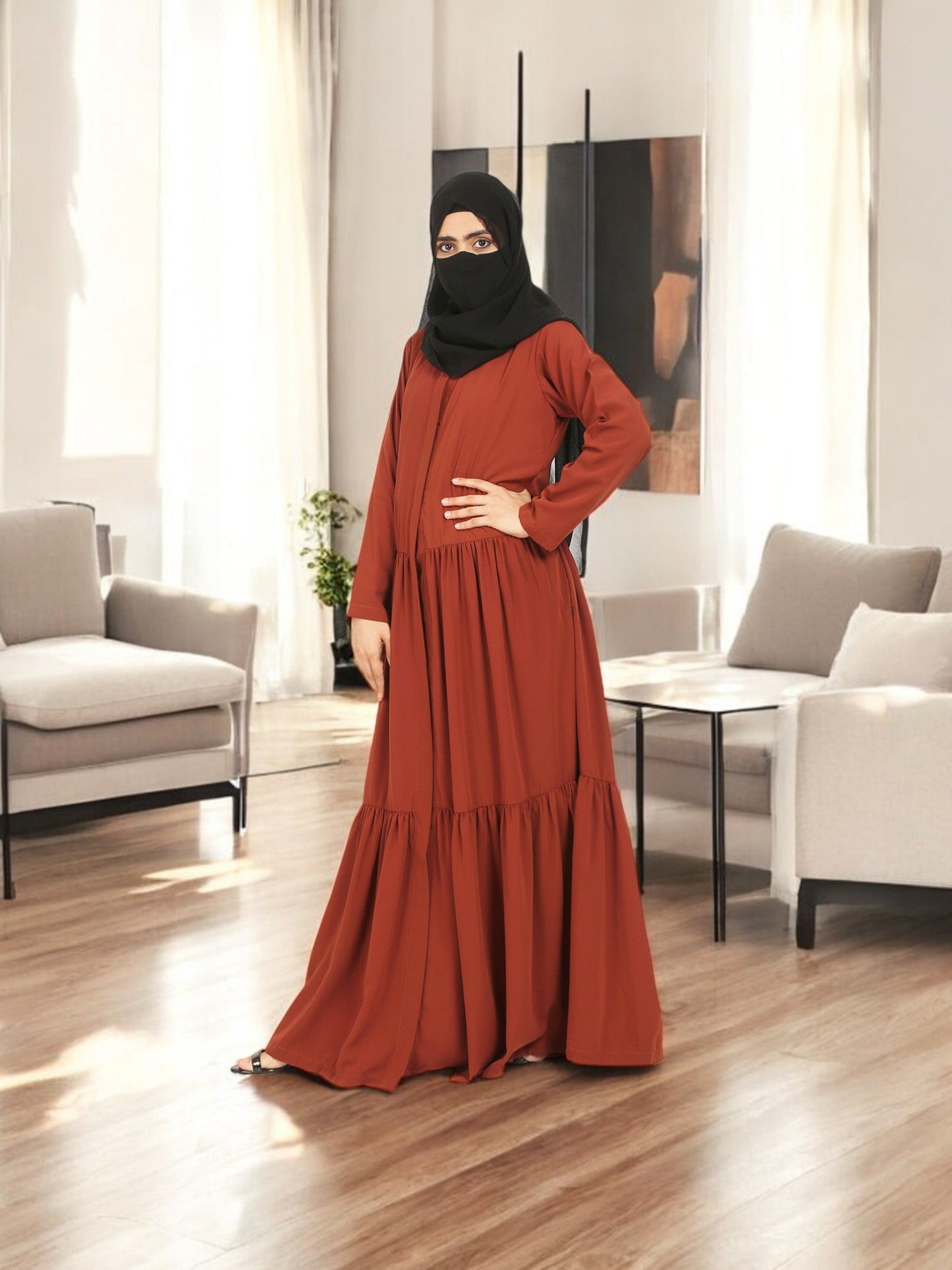 Front Open Gown In Abaya Fit.