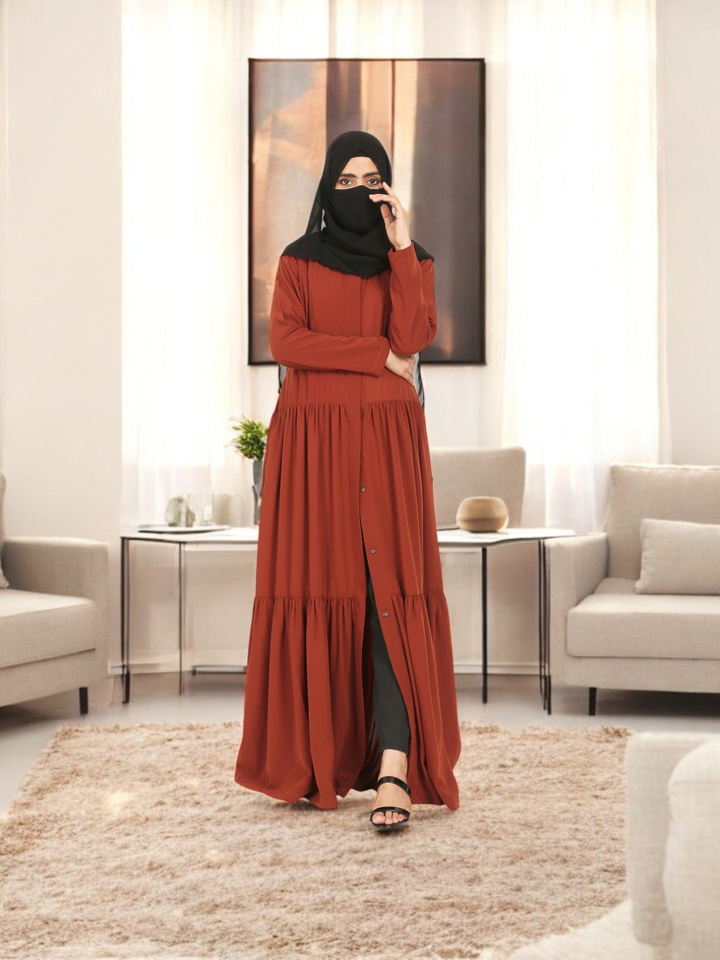 Front Open Gown In Abaya Fit.