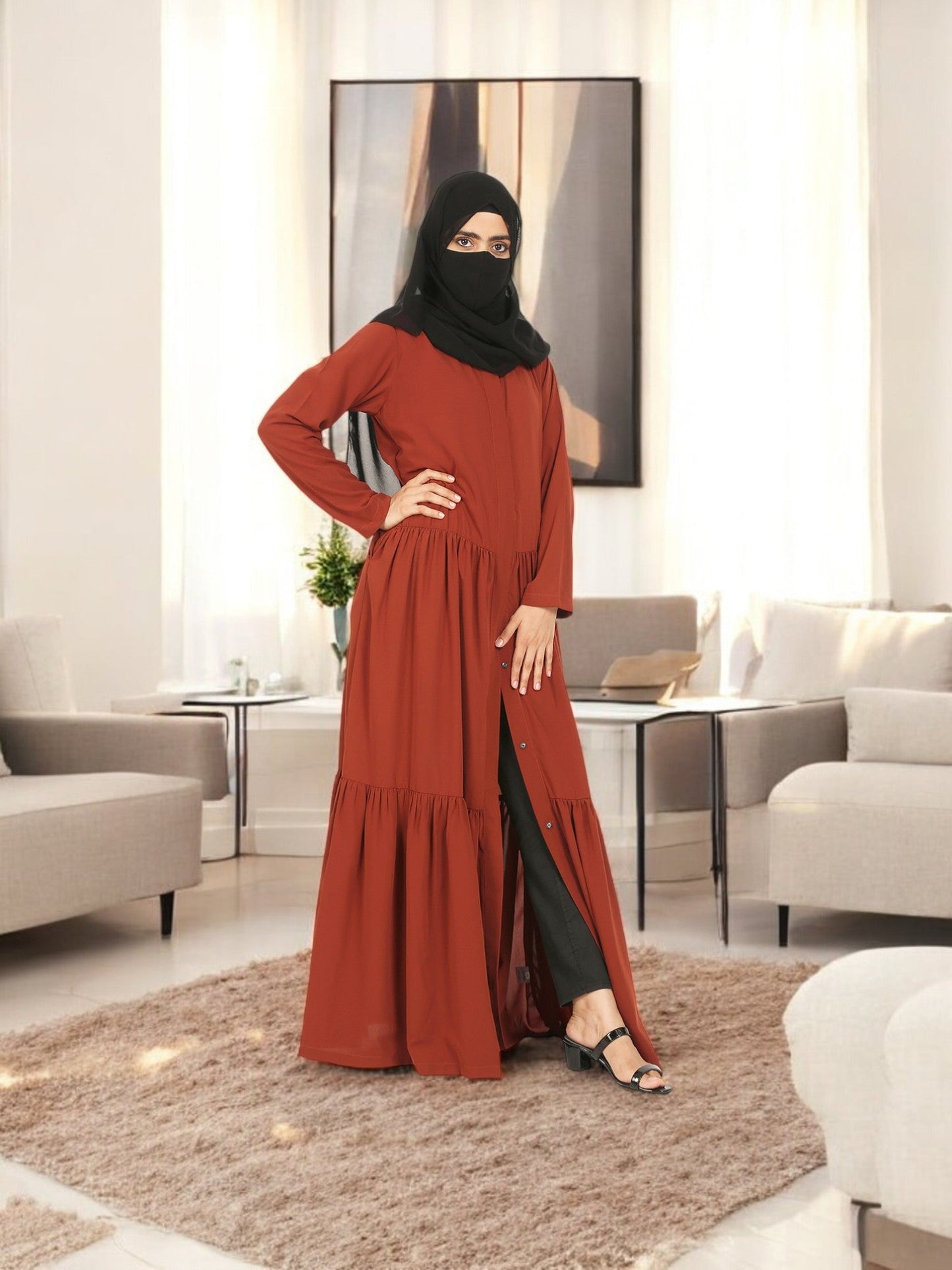 Front Open Gown In Abaya Fit.