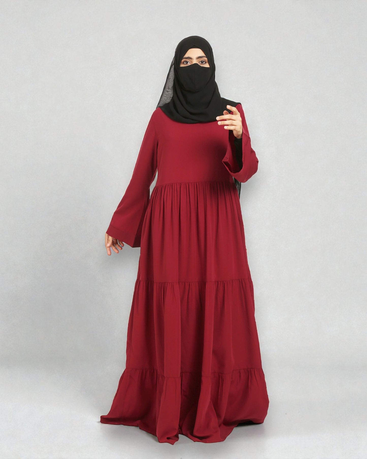 Musheco-Layered Abaya With Frills Like a Maxi Dress