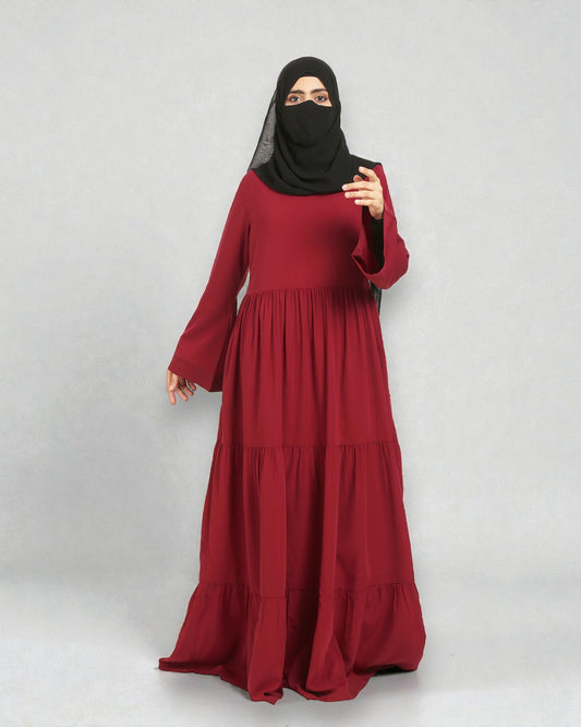 Musheco-Layered Abaya With Frills Like a Maxi Dress