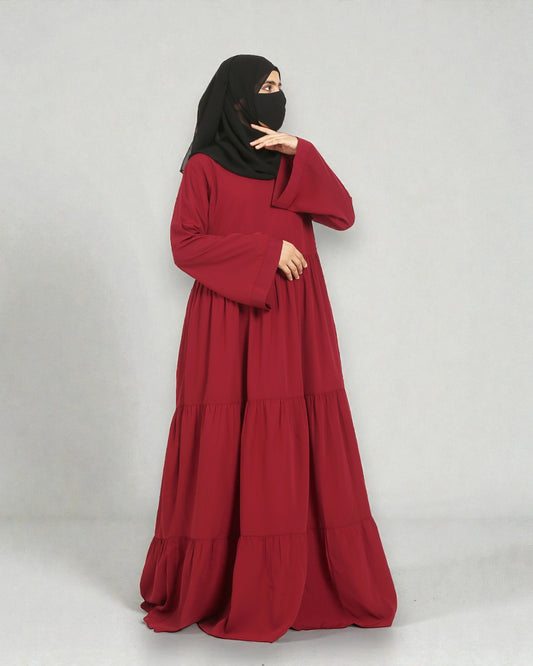 Musheco-Layered Abaya With Frills Like a Maxi Dress