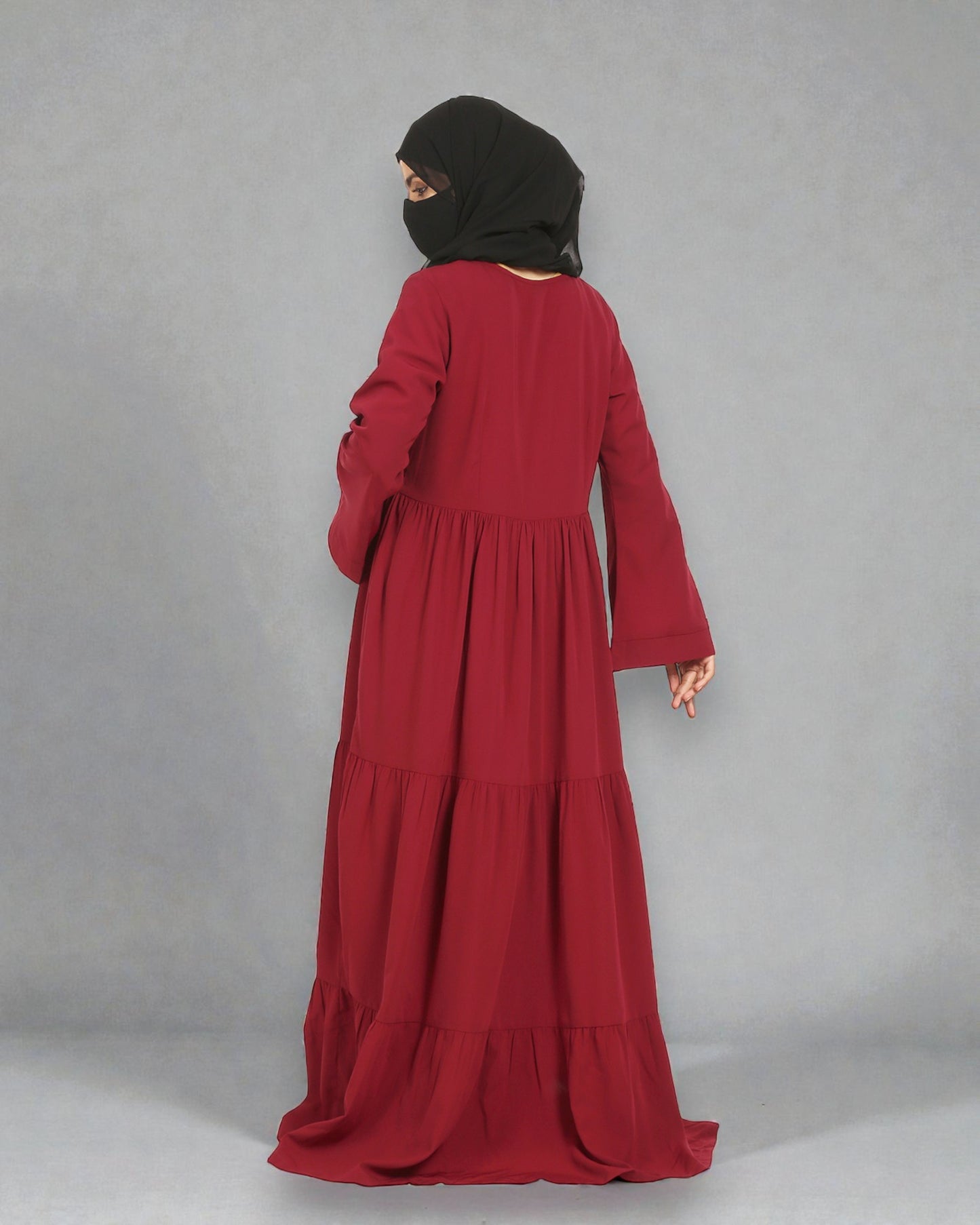 Musheco-Layered Abaya With Frills Like a Maxi Dress