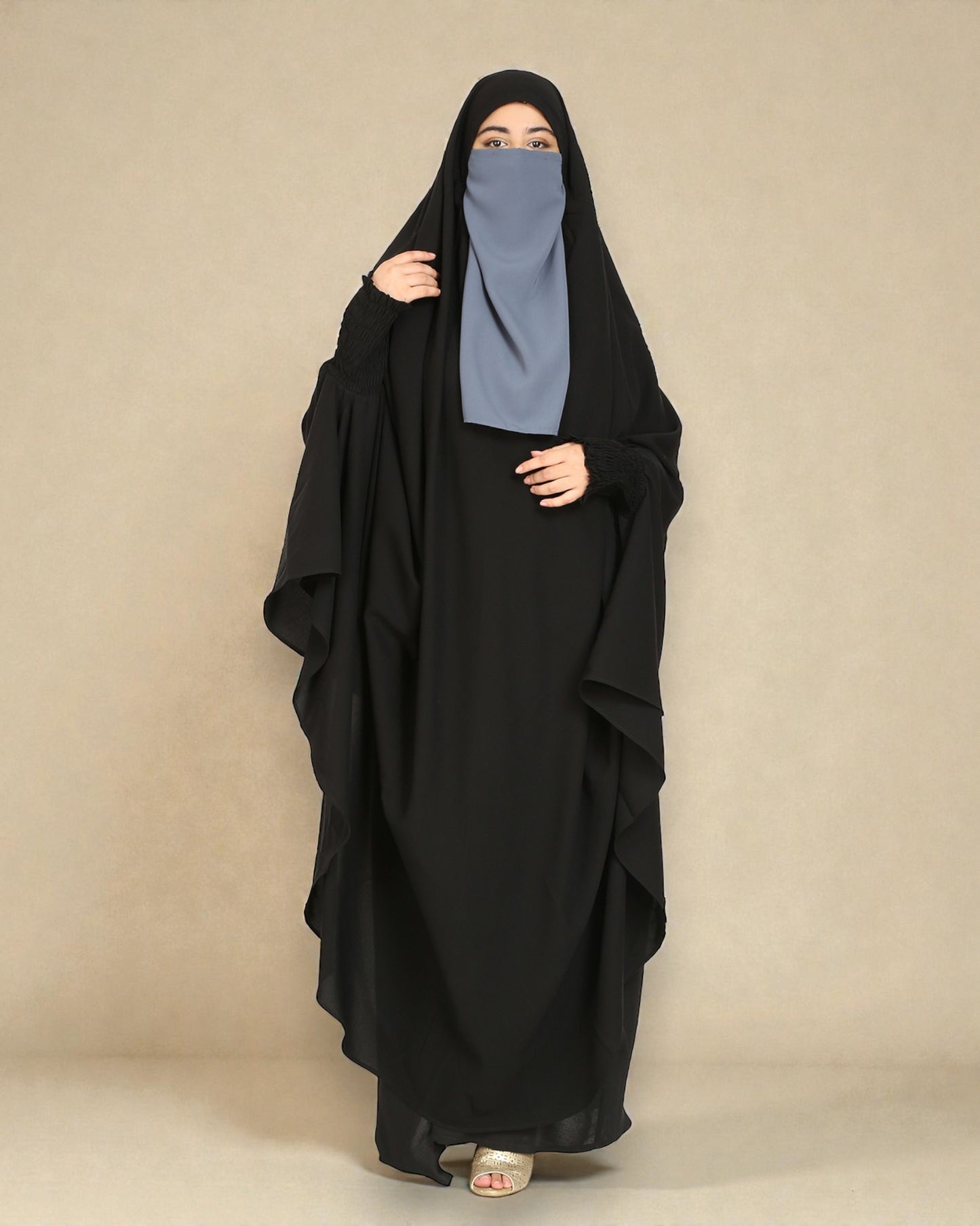 Three Pieces Jilbab Set-Kaftan, Khimar and Nose Piece
