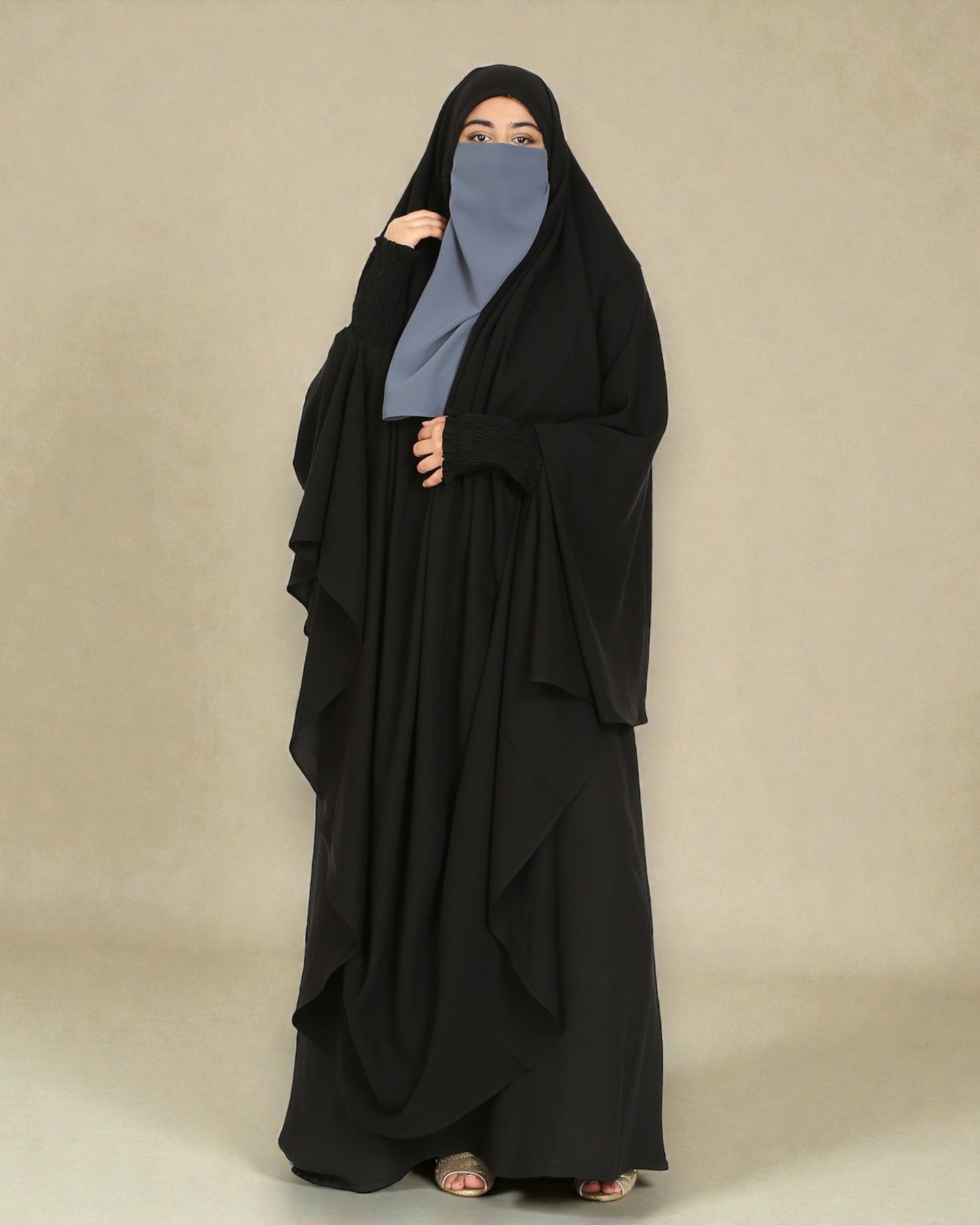 Three Pieces Jilbab Set-Kaftan, Khimar and Nose Piece