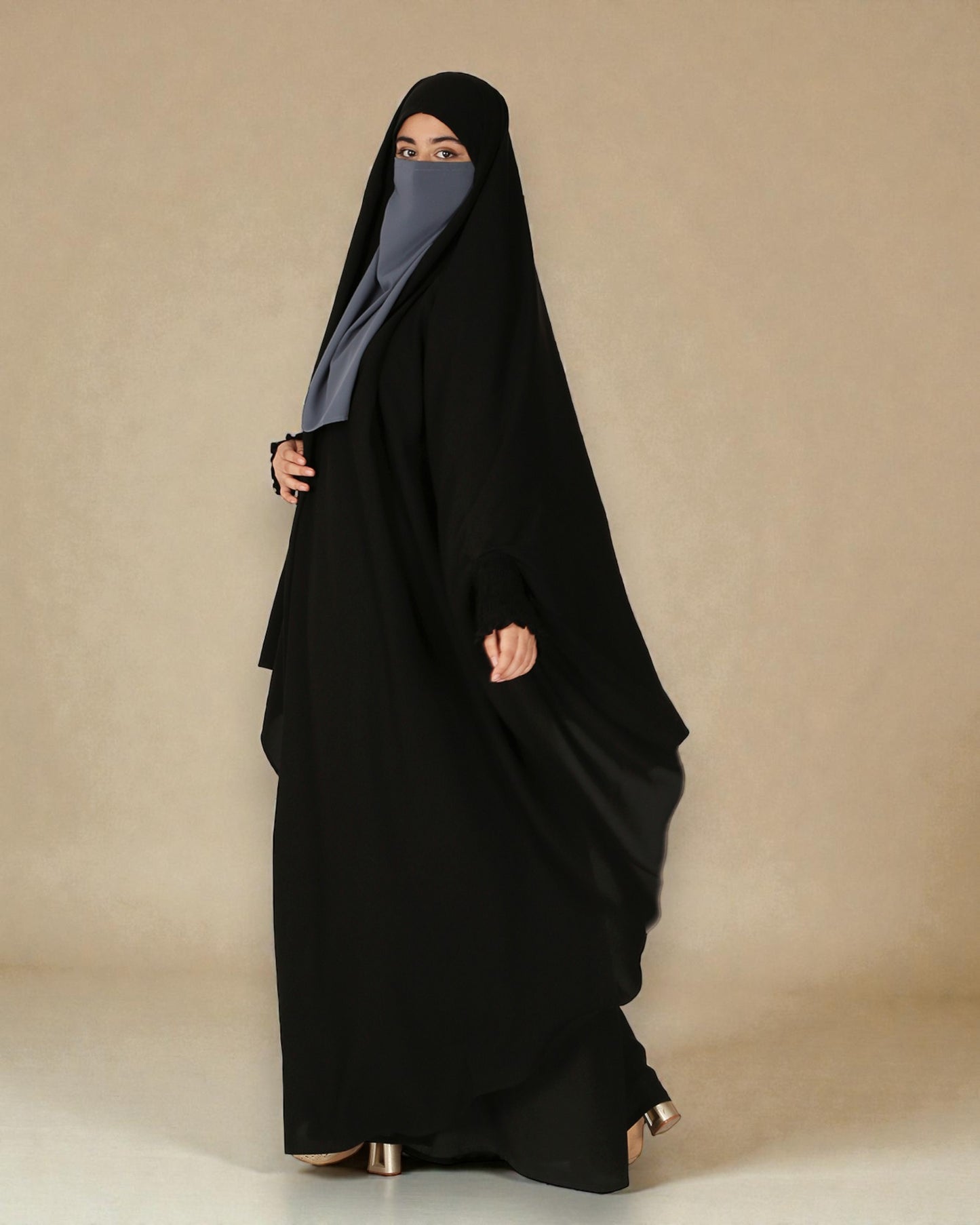 Three Pieces Jilbab Set-Kaftan, Khimar and Nose Piece
