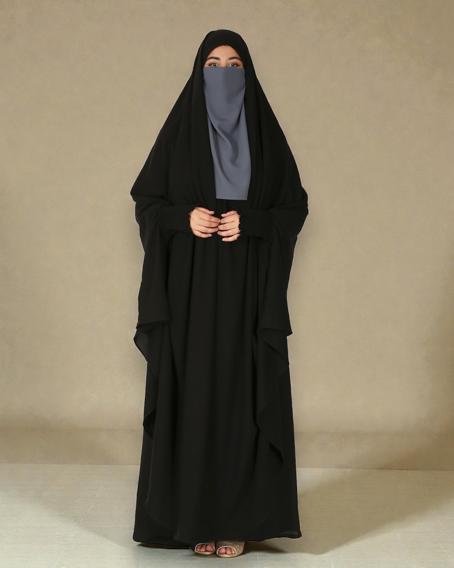 Three Pieces Jilbab Set-Kaftan, Khimar and Nose Piece
