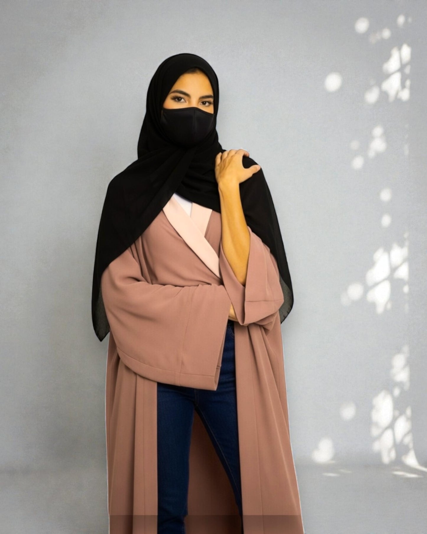 Shrug Abaya With Contrast Front Panels