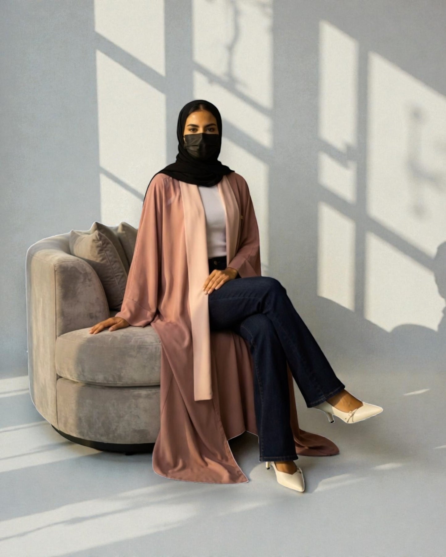 Shrug Abaya With Contrast Front Panels